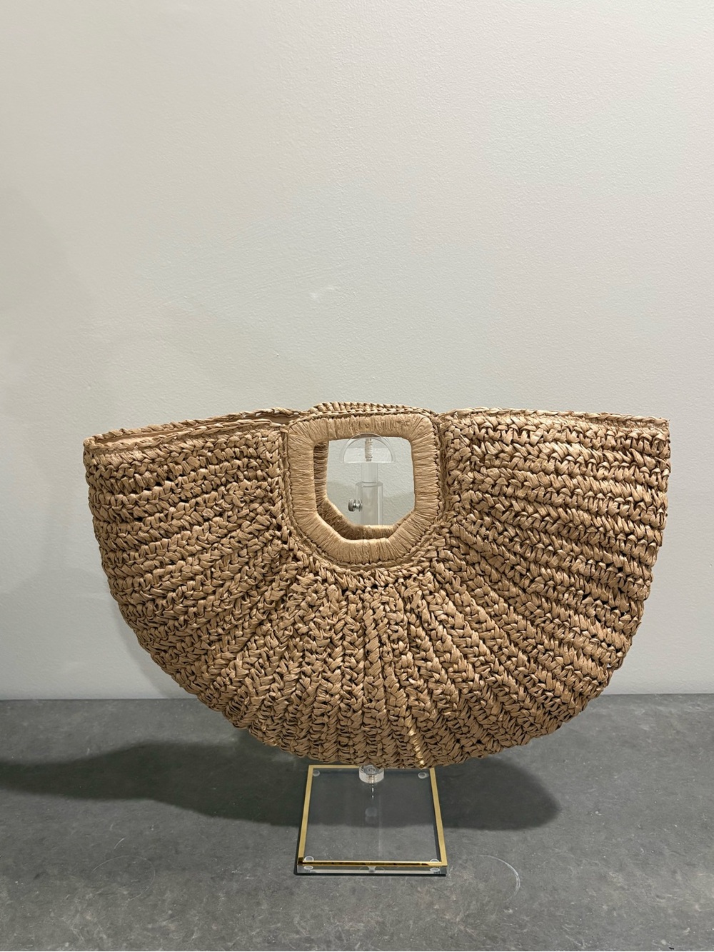 RAMLA Half Moon Tan Raffia Woven Handbag NWT - Picture 3 of 4